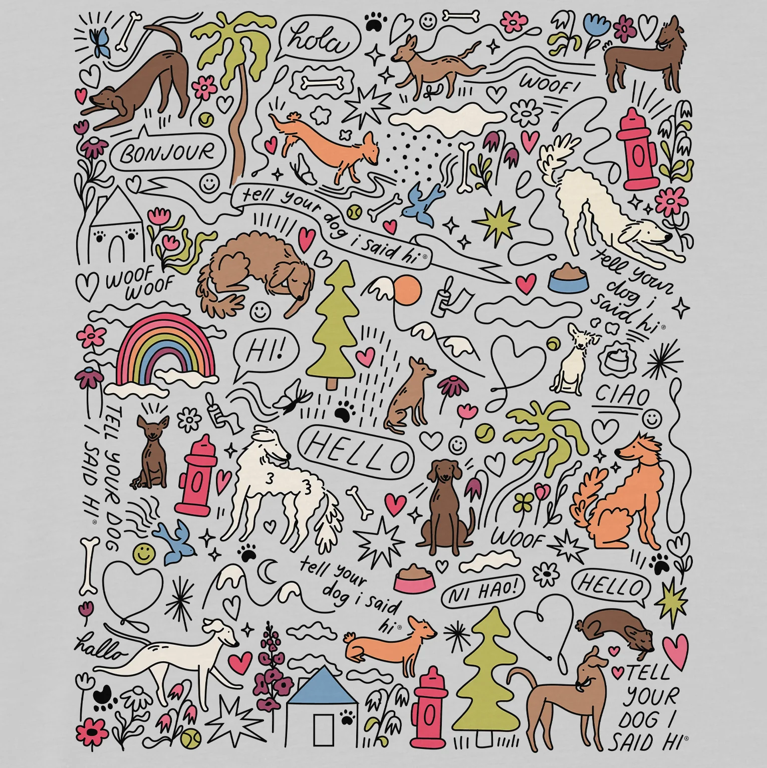 Community Doodle Zip Hoodie - Heather Grey - Image 2