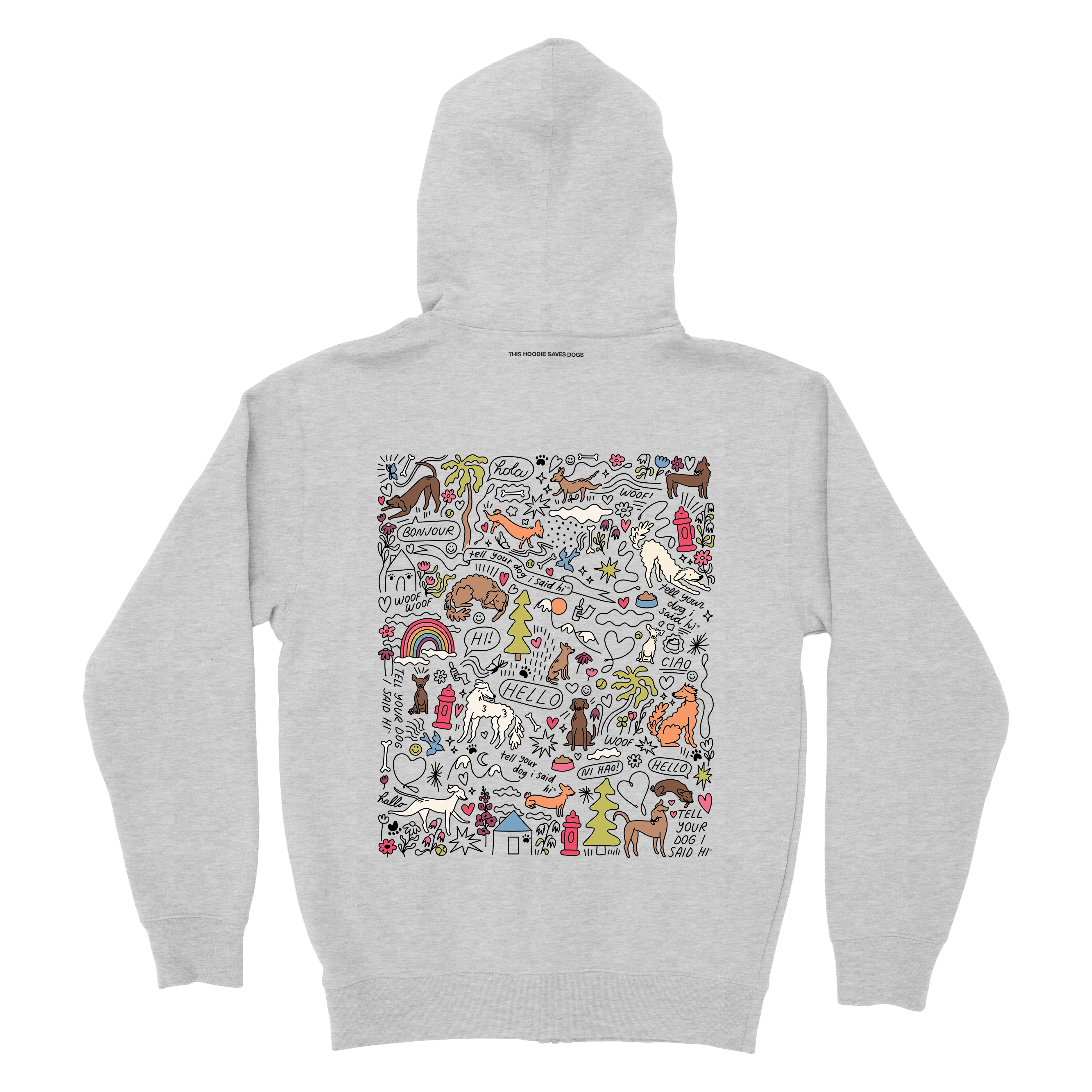 Community Doodle Zip Hoodie - Heather Grey - Image 3