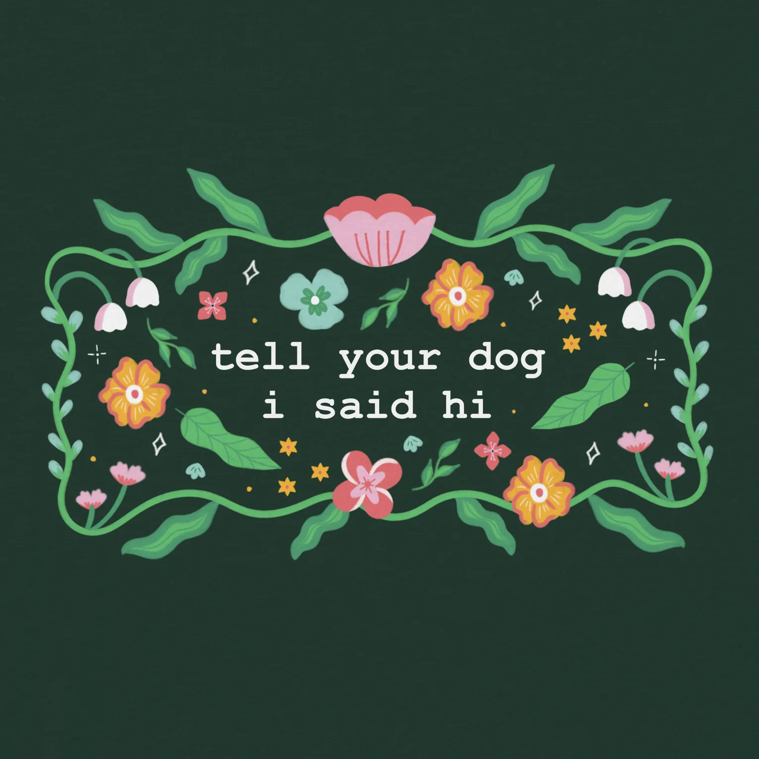 Floral Magic Tee - Dark Green - Image 2