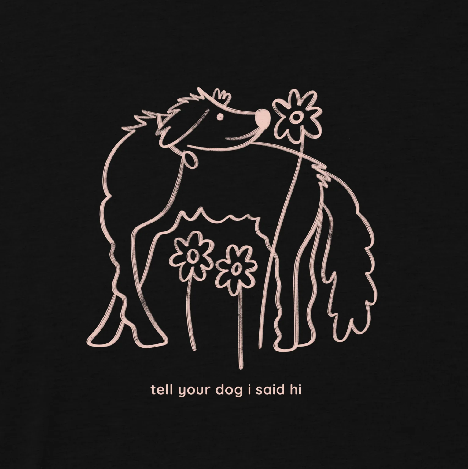 Flower Dog Tee - Black - Image 2